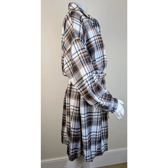 New Blooming Jelly Shirt Dress XL Brown Plaid Stretch Flannel Cowgirl Western - Picture 4 of 9